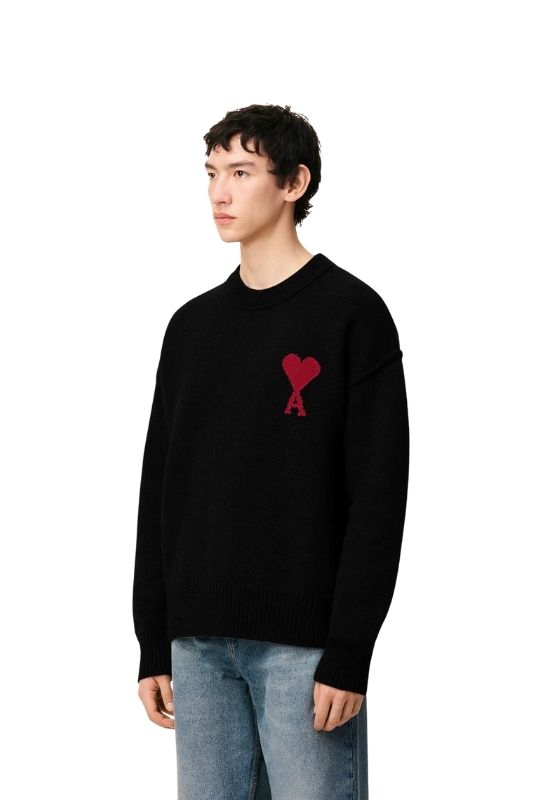 “Ami de Cœur” Wool Sweater – Black