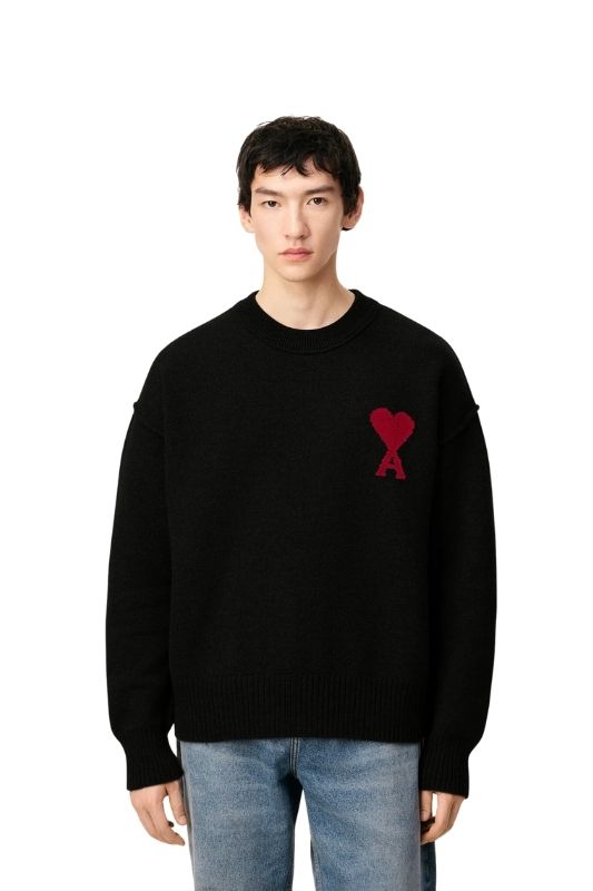 “Ami de Cœur” Wool Sweater – Black